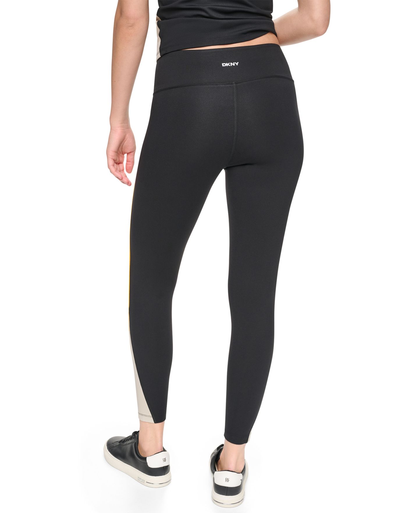 Женские леггинсы DKNY Sport 7/8 колор-блок с высокой талией, цвет: Чёрный / Галечный — фото 4