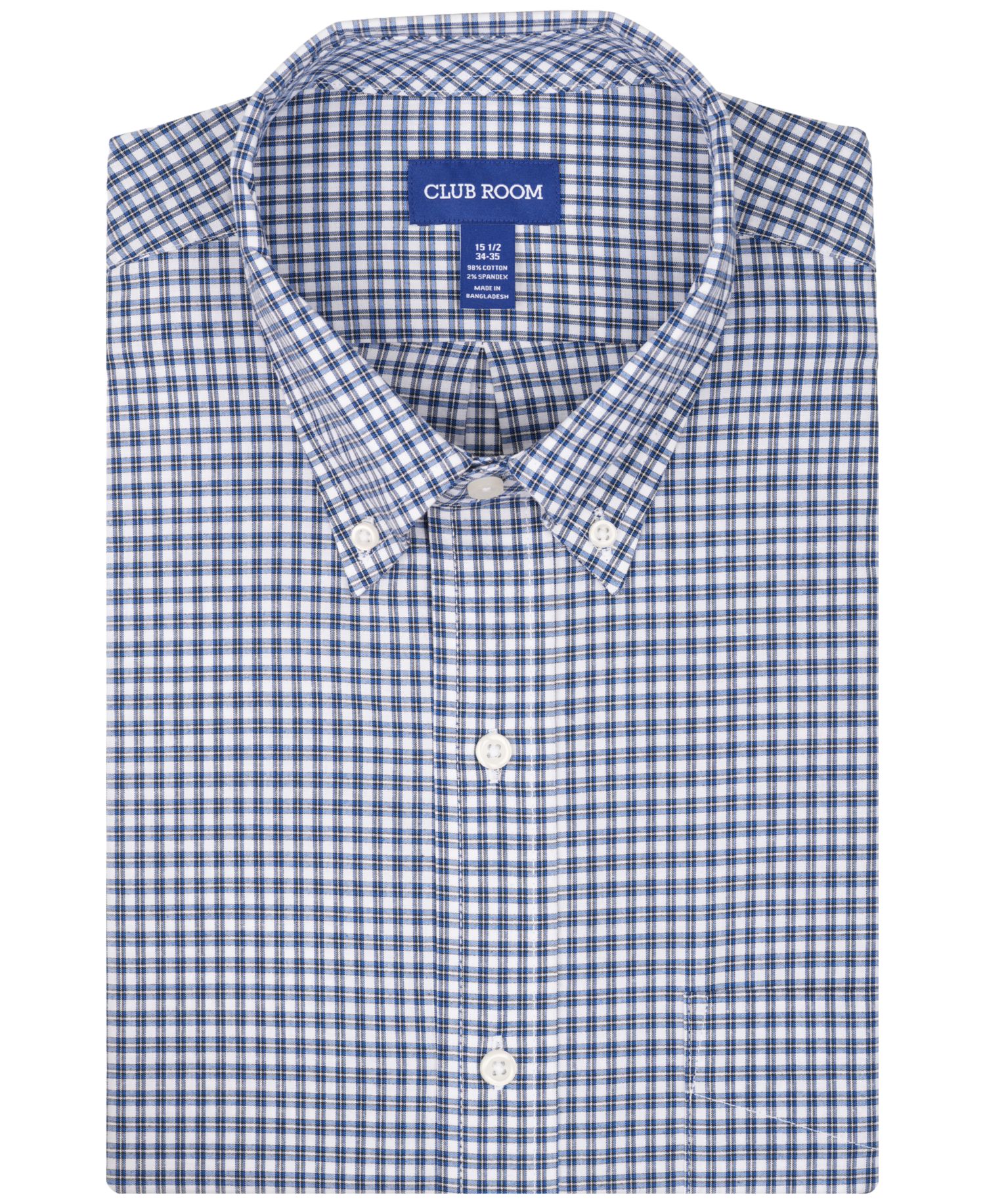 Men's Regular-Fit Stretch Plaid Dress Shirt