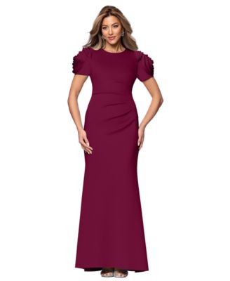 Women's Ruched Fit & Flare Gown