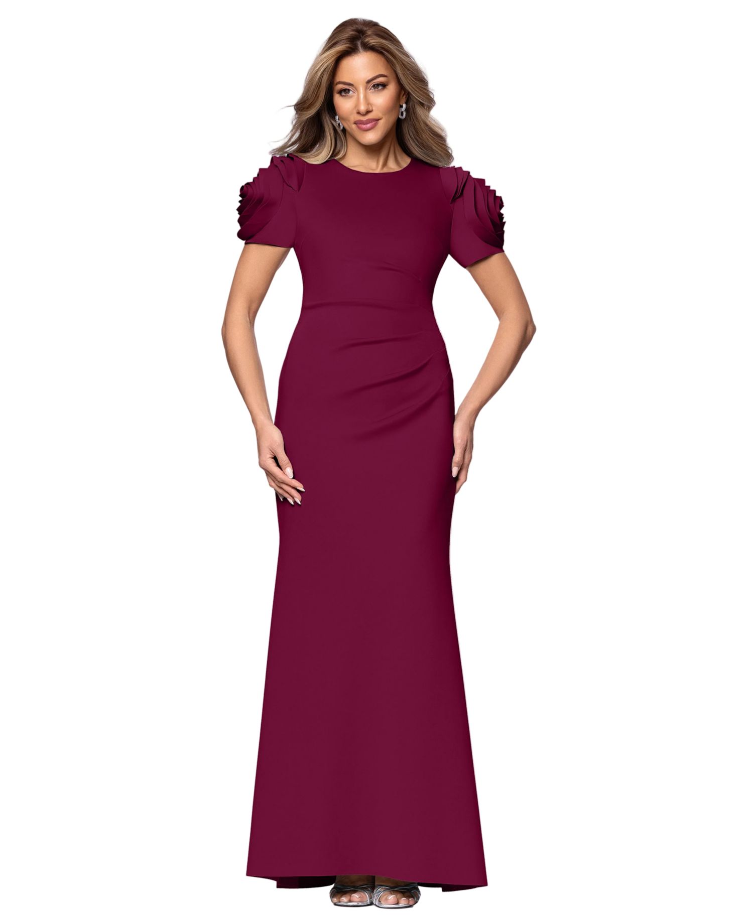 Women's Ruched Fit & Flare Gown