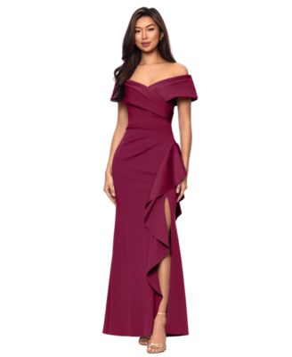 Women's Sweetheart Neck Side Ruffle Off-The-Shoulder Long Dress