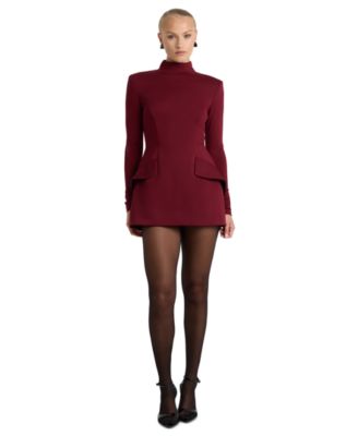 Women's Mock Neck Long Sleeve Sheath Mini Dress