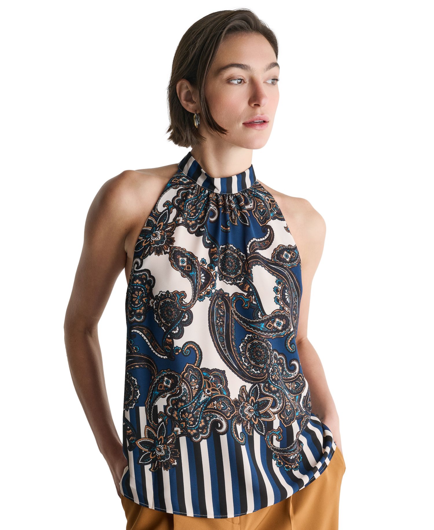 Women's Halter Sleeveless Print Blouse