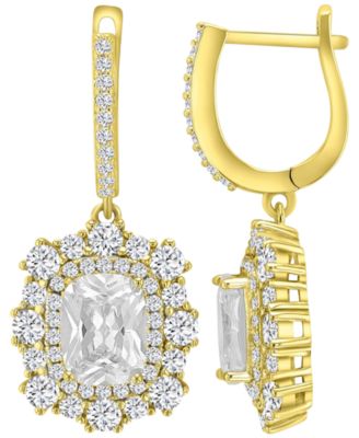 14k Gold-Plated Elegant Crystal Drop Earrings