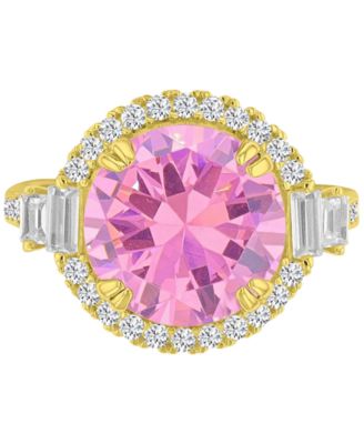 14k Gold-Plated Pink Halo Bridal Wedding Ring