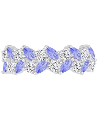 Silver-Plated Marquise Tanzanite Cubic Zirconia Ring