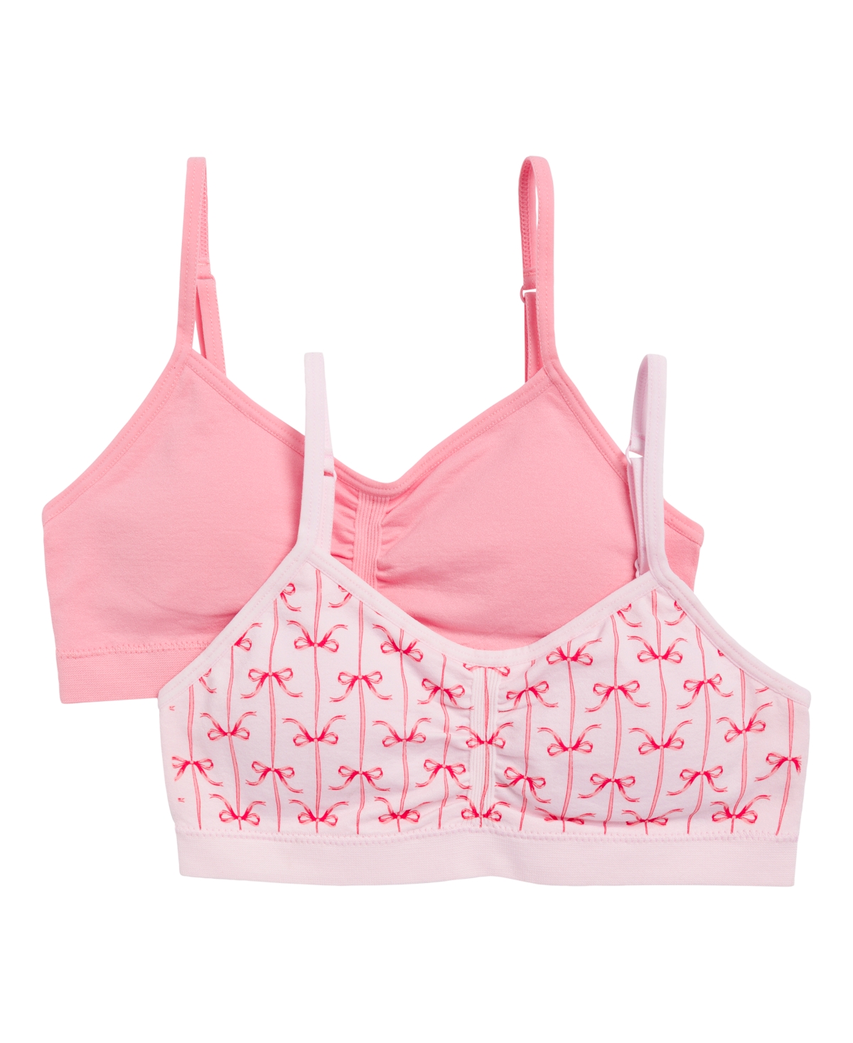 Maidenform Kids' Little & Big Girls 2-pack Seamless Ruched Bras In Pink,red Bow