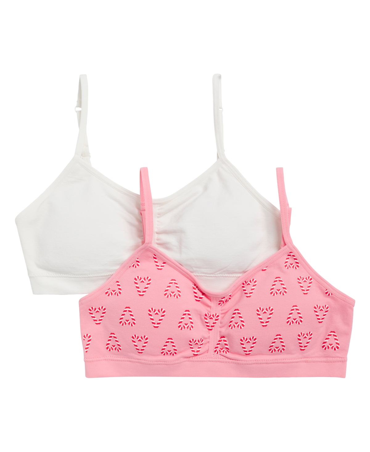 Maidenform Kids' Little & Big Girls 2-pack Seamless Ruched Bras In Candy Cane