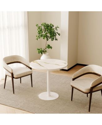 31.5" Modern Round Tulip Bistro Table with Faux Marble Top