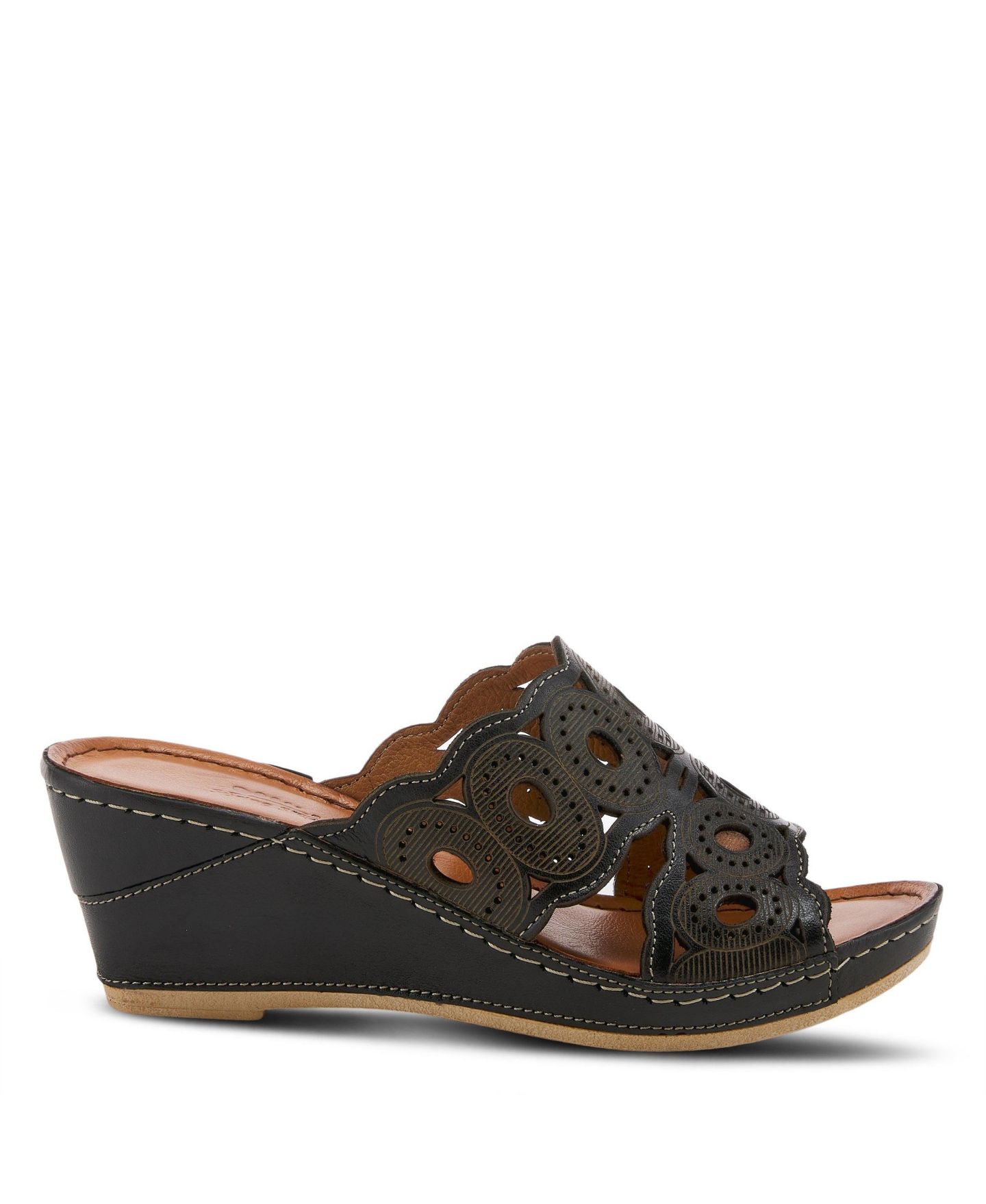 Женские сандалии Spring Step Leather Wedge Sandal with Comfort Insole, цвет: Чёрный — фото 2