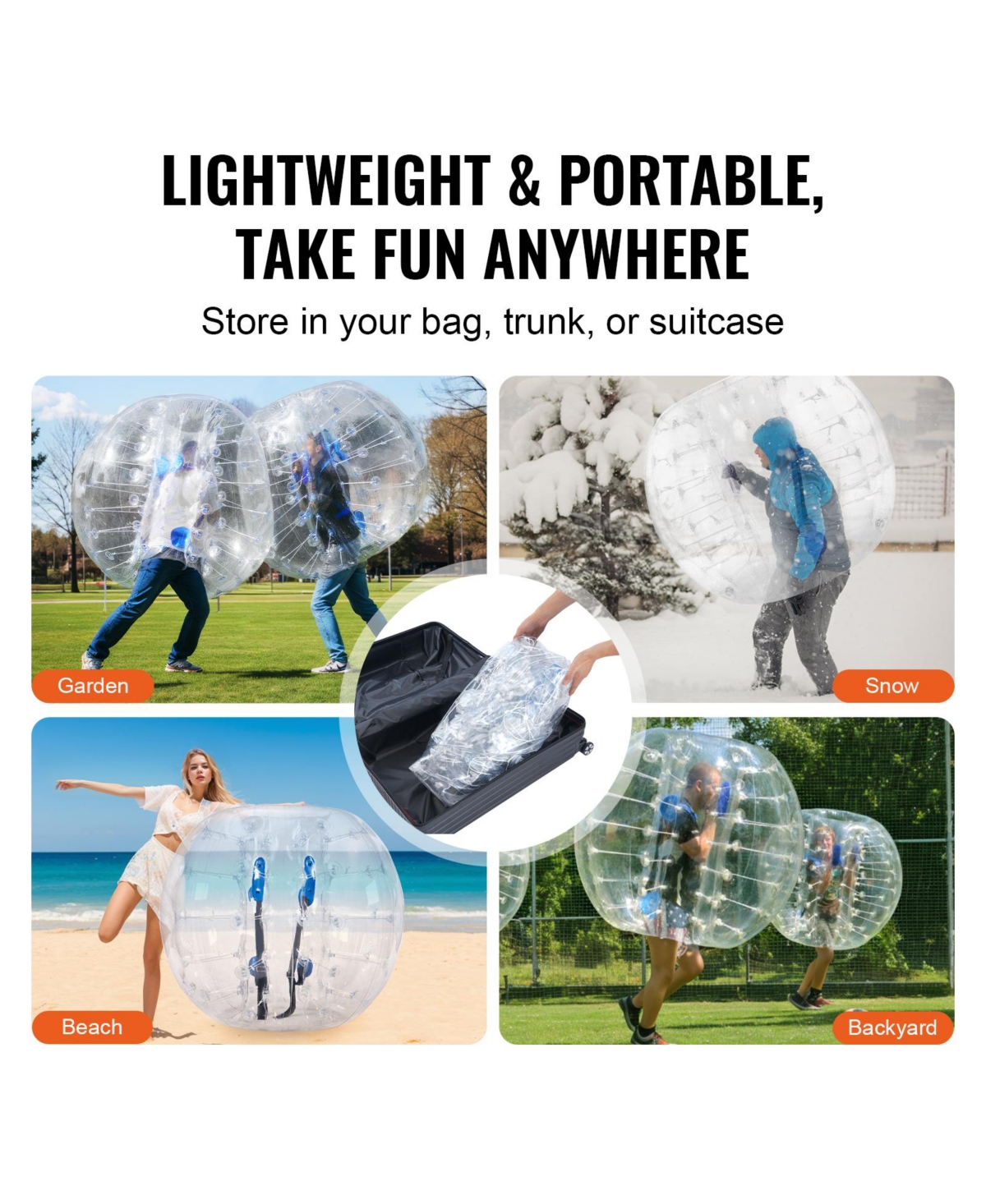 Vevor Inflatable Bumper Balls 2-Pack 4FT/1.2M Sumo Zorb Balls for Teens