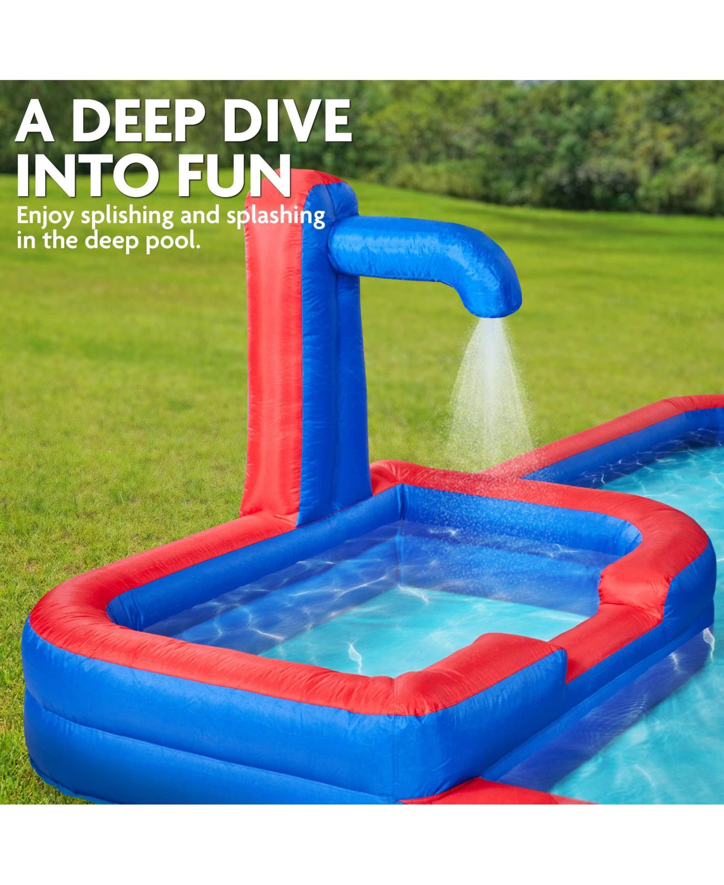 Детские игрушки Sunny & Fun Single Ring Nylon Inflatable Water Slide & Pool, Accommodates 4 Children, цвет: Синий — фото 7