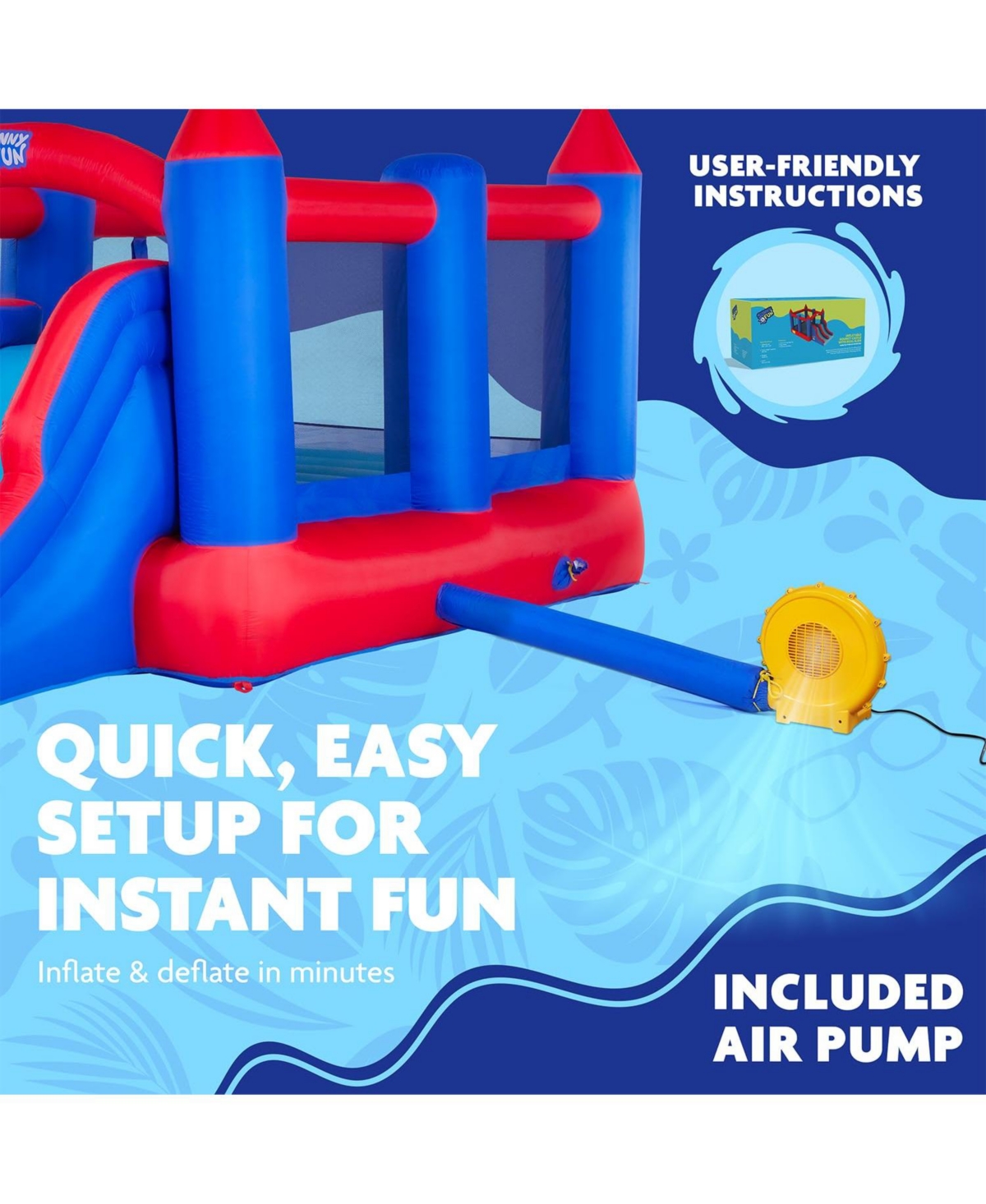 Sunny & Fun Bounce House Bouncy House for Kids Outdoor W/Toddler Slide