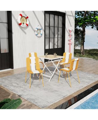 Striped Chairs and Folding Square Table Set