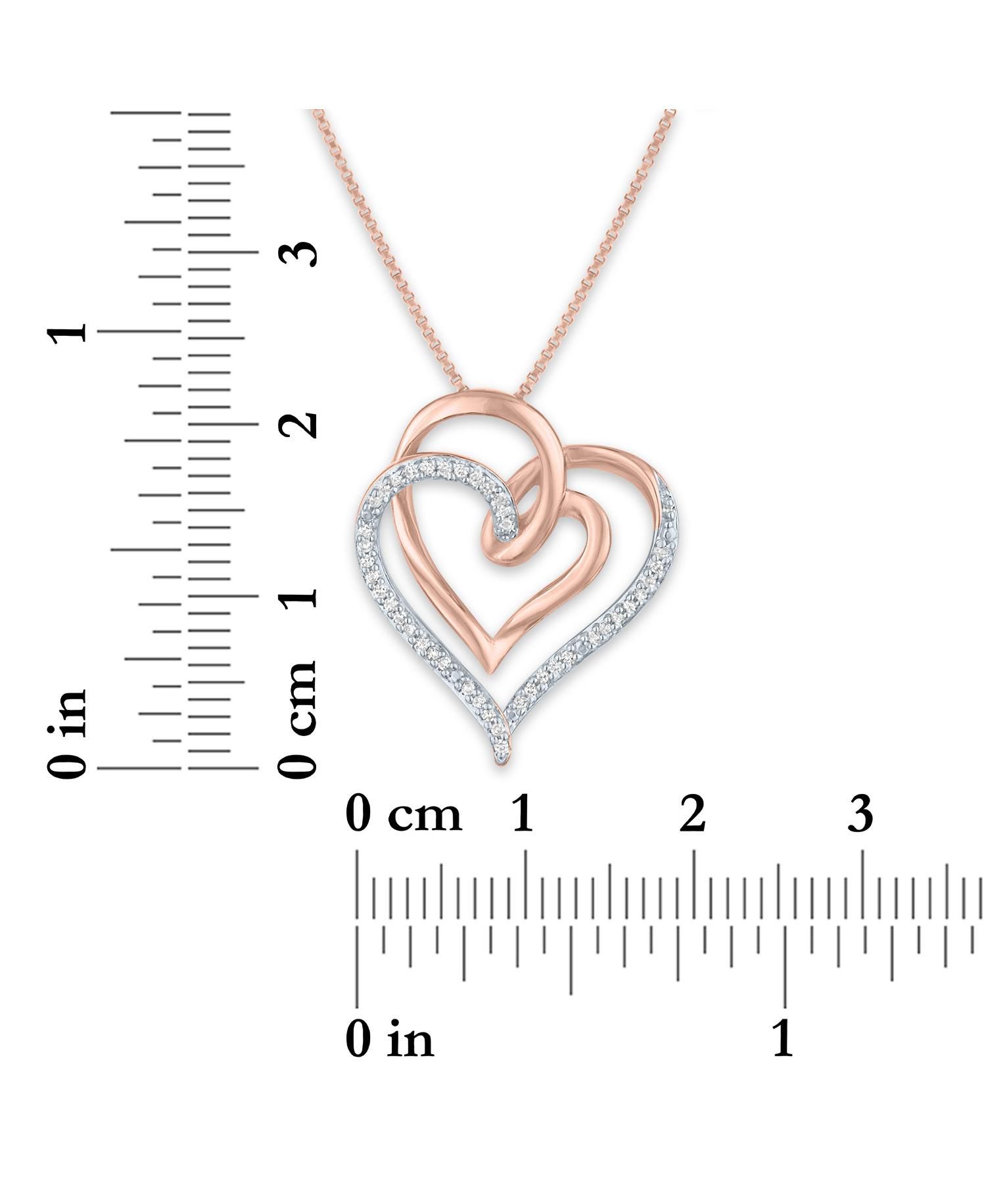 Diamond Intertwining Hearts 18" Pendant Necklace (1/10 ct. t.w.) in 14k Rose Gold-Plate