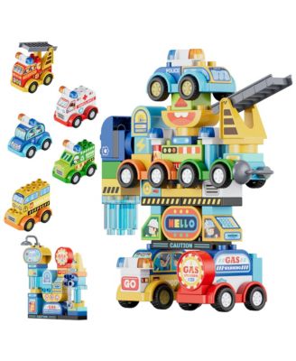 TF1 2-in-1 Transforming Robot Building Set, 93-Piece Vehicle Construction Toy with City Scene Playset for Kids Ages 3+