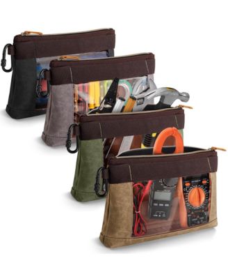 Tool Pouch With Carabiner Canvas Window 4 Pack
