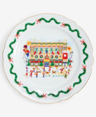 100th Thanksgiving Day Parade Gold-Rimmed Scalloped Dinner Plates, Set of 4