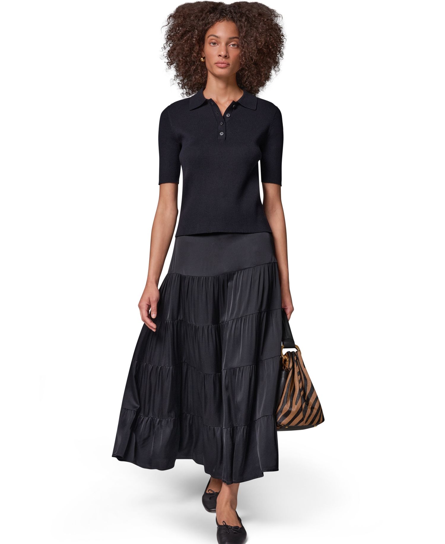 Women's Elbow-Sleeve Ribbed Button-Front Sweater
