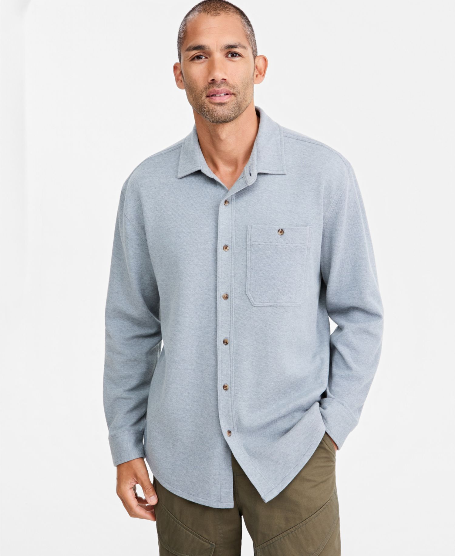 Men's Heather-Knit Long-Sleeve Shirt
