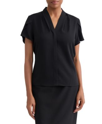 Petite Petal-Sleeve Blouse