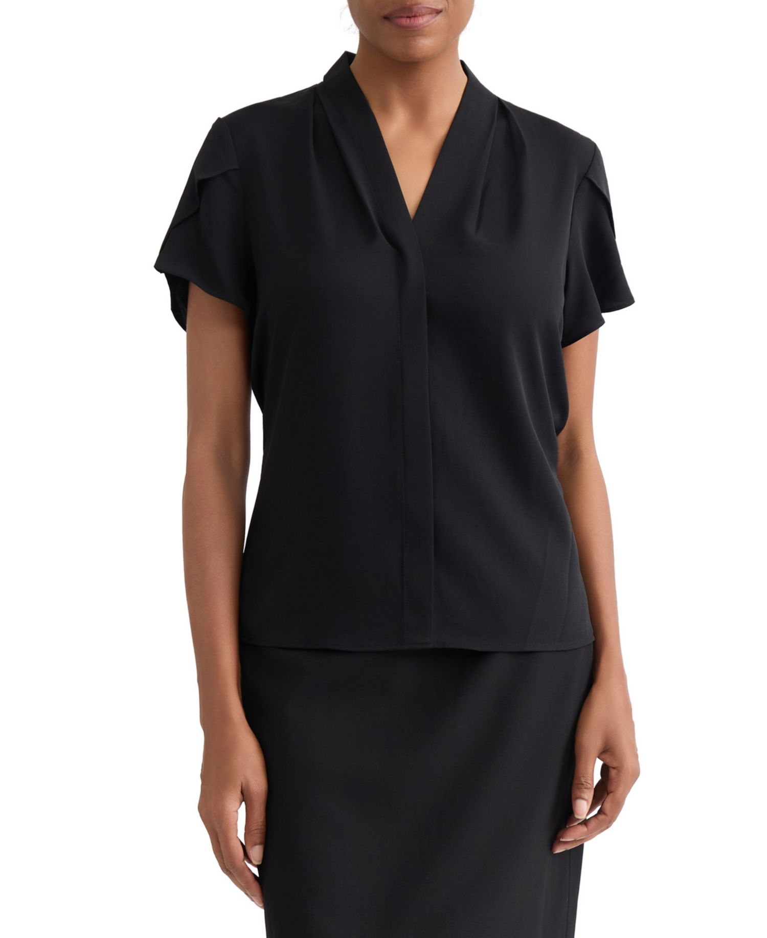 Petite Petal-Sleeve Blouse
