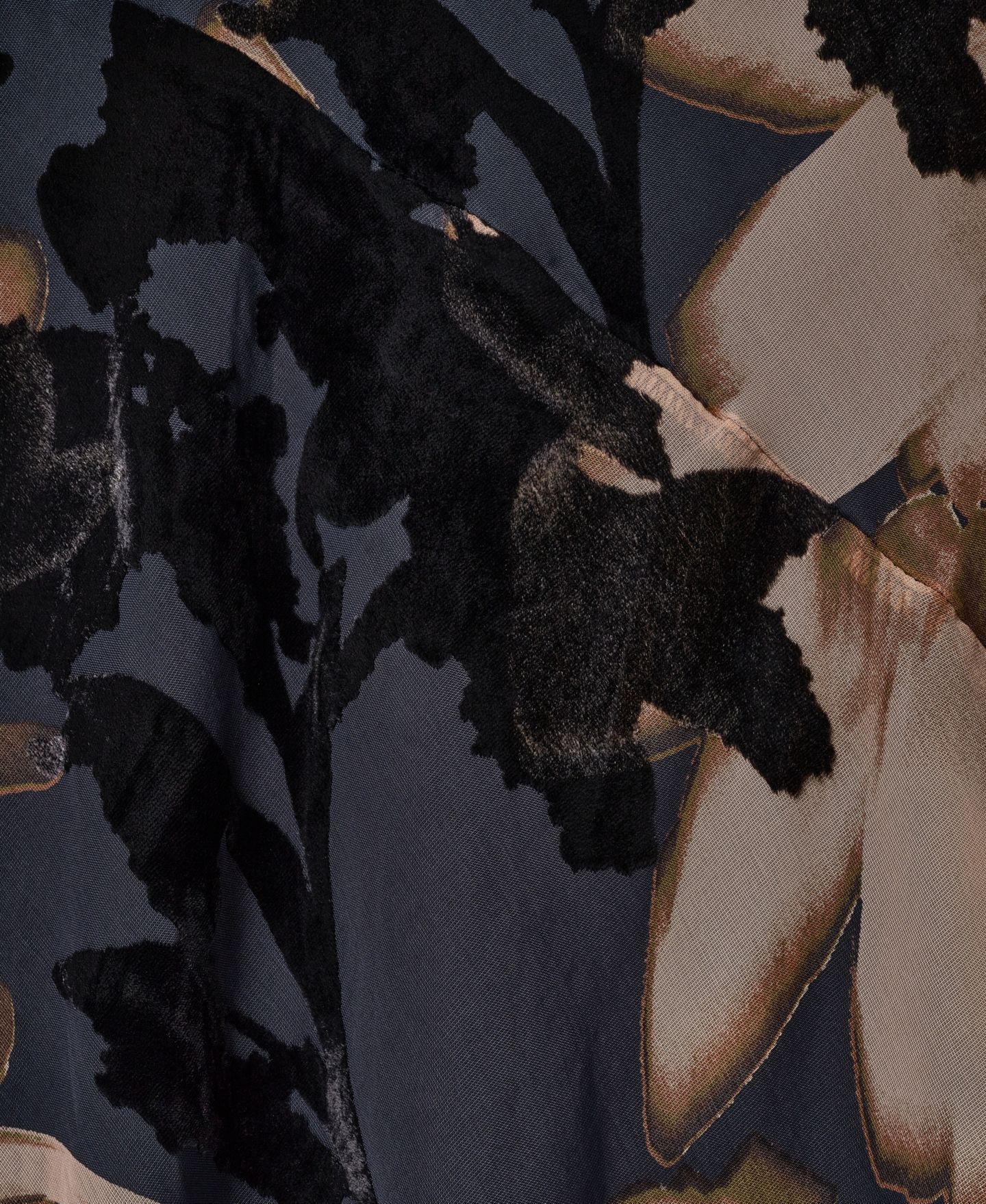 Женское платье Donna Karan New York Floral-Print Velvet Burnout A-Line Midi, цвет: Тёмно-коричневый разноцветный — фото 6