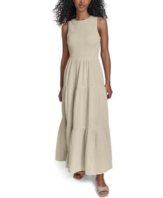Women's Smocked Tiered A-Line Midi Dress