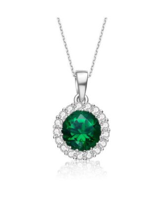 Minimalist Sterling Silver Brilliant CZ Round Halo Necklace