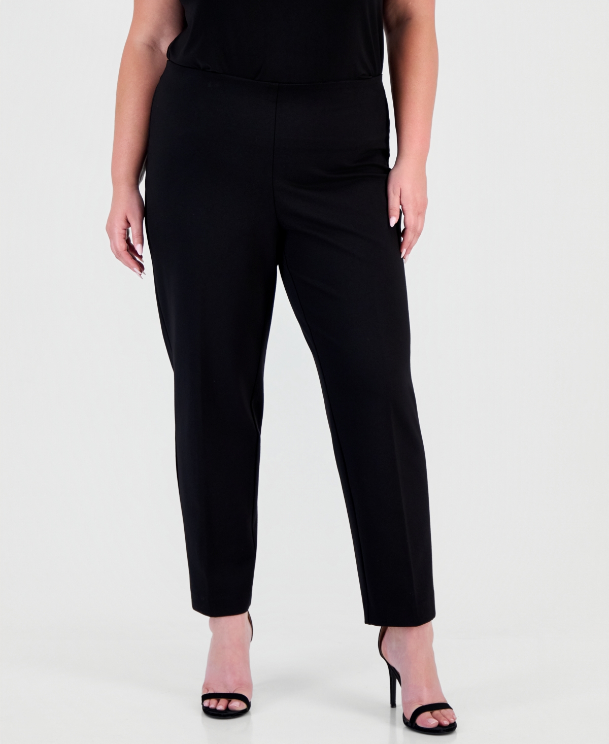 Anne Klein Plus Size Hollywood Slim-Fit Ankle Pants - Anne Black