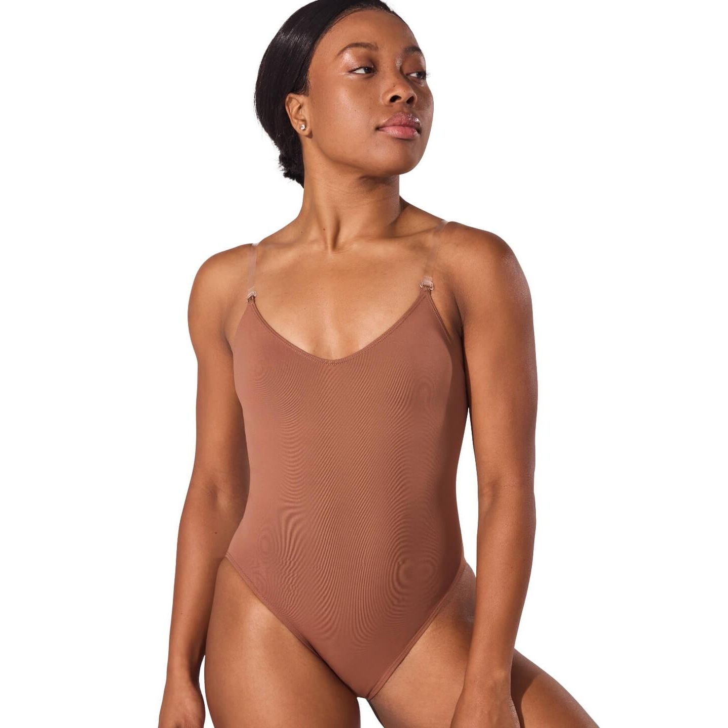 Capezio Women's Camisole Leotard w/ Clear Transition Straps, цвет: Коричневый — фото 1
