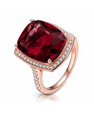 Radiant Sterling Silver 18K Rose Gold Plated CZ Statement Ring