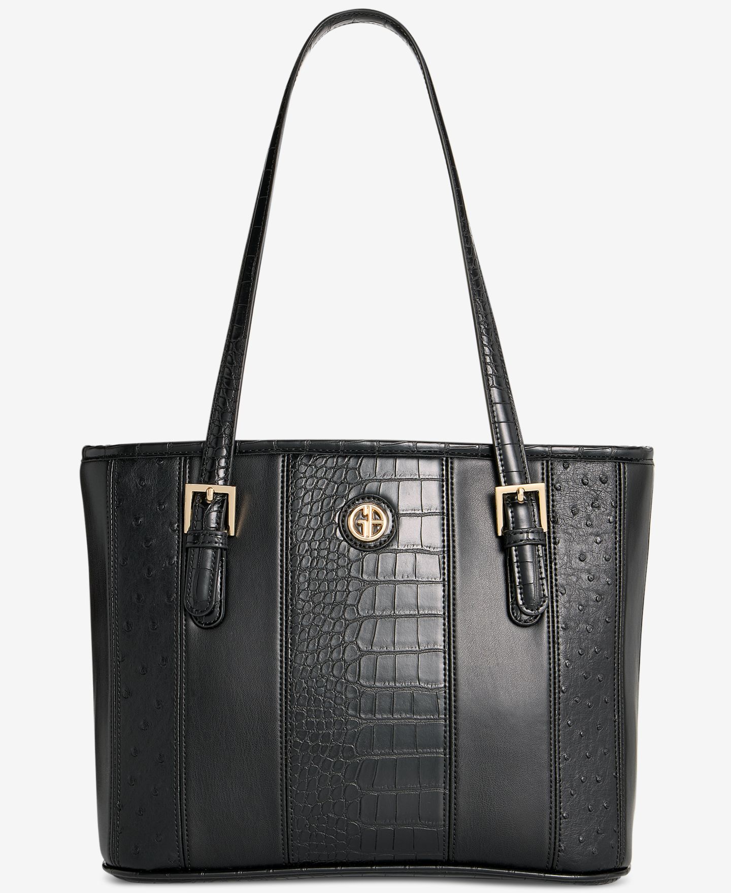 Женская сумка Giani Bernini Mixed Media Tulip Tote, цвет: Чёрный — фото 1