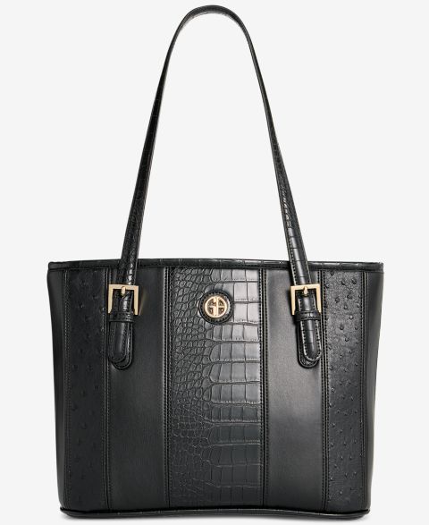 Женская сумка Giani Bernini Mixed Media Tulip Tote, цвет: Чёрный