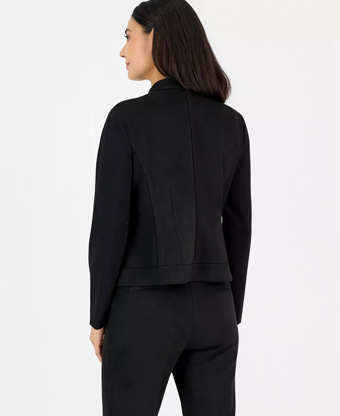 Petite Faux Suede Combo Zip Jacket - thumbnail 2