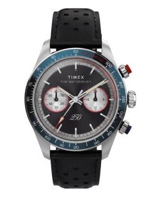Men's Quartz Analog Black Leather Watch 39mm