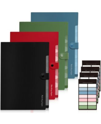 8 Pockets Accordion File Organizer Expanding Folders Portable Document A4 Letter Size Snap Closure Pack Of 4