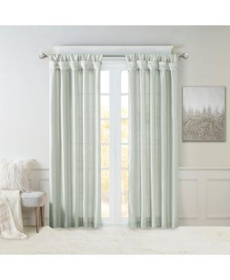 Twist Tab Lined Window Curtain Panel Dusty Aqua 50x120