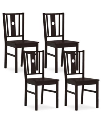 Dining Chairs Set of 4Solid Rubber Wood Kitchen Chair with Slatted Curved Backrest