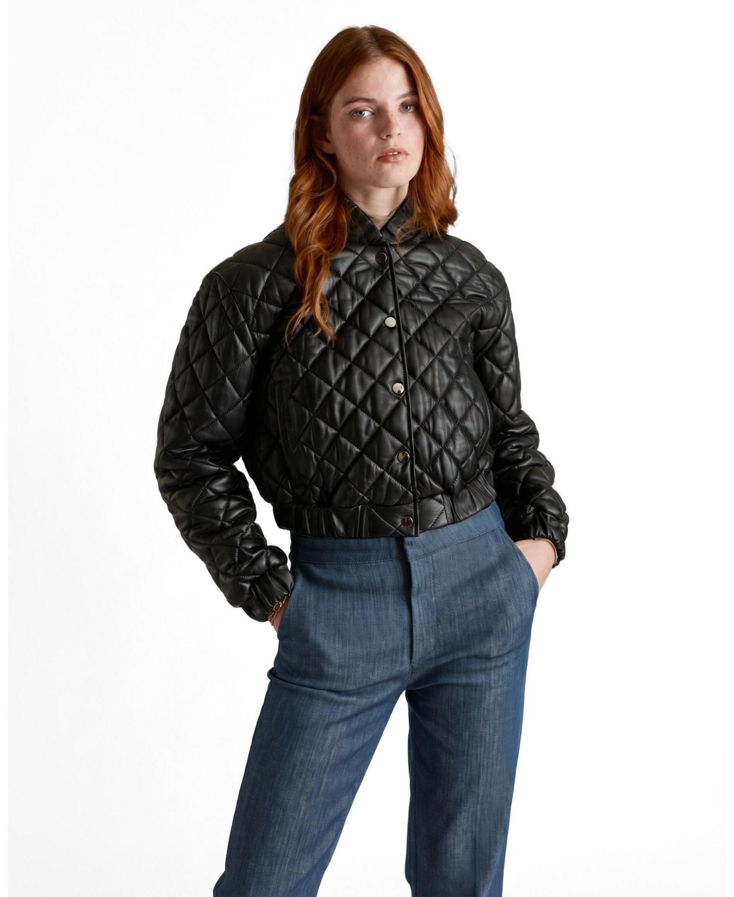 Женская куртка Furniq UK Aveline Quilted Leather, цвет: Чёрный — фото 1