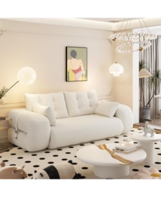 78.7" Folding Sleeper, 3-in-1 Convertible Sofa Bed - Teddy Velvet Floor Sofa