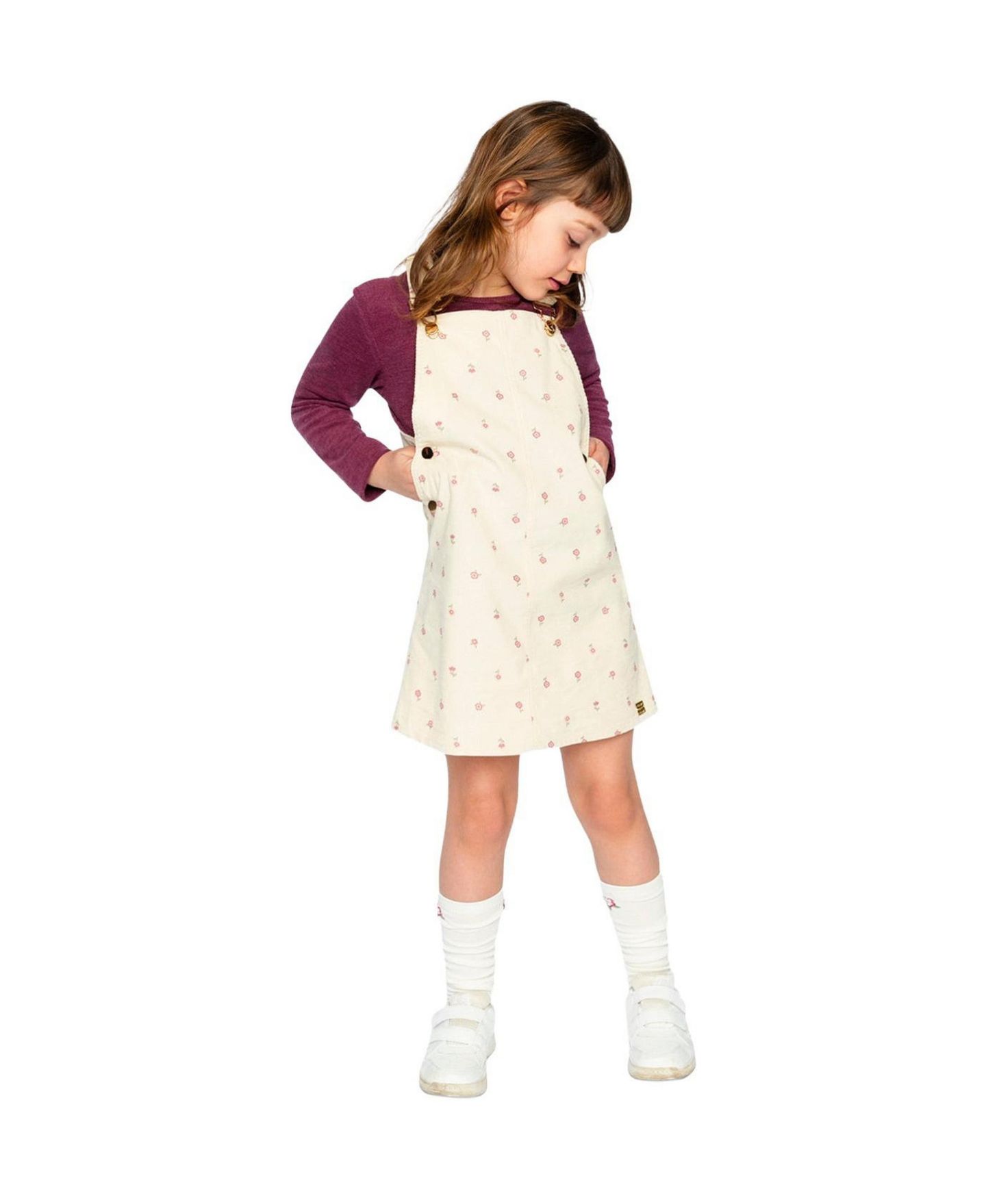 Платье Deux par Deux Corduroy Overall Dress для девочек, цвет: Бежевый с принтом — фото 2