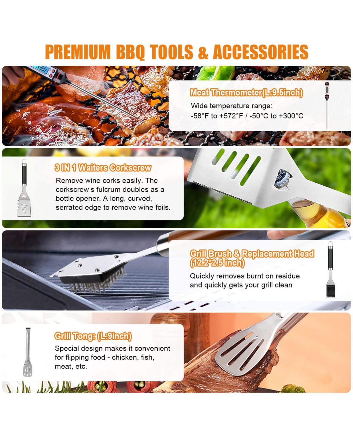 Xdovet Bbq Grill Tools Set 38pieces Stainless Steel Aluminum Case Mats