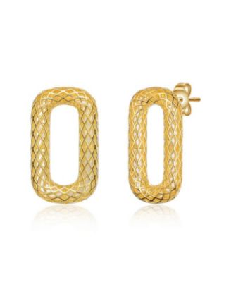 Radiant 14K Gold Plated Mesh Rectangular Loops Earrings
