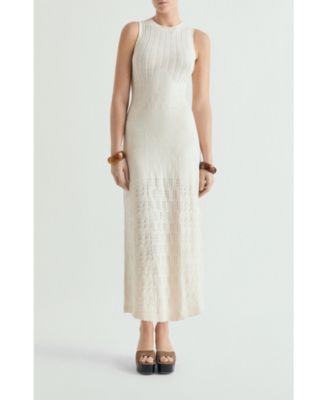 Women's Openwork-Knit Sleeveless Crew-Neck Maxi Dress