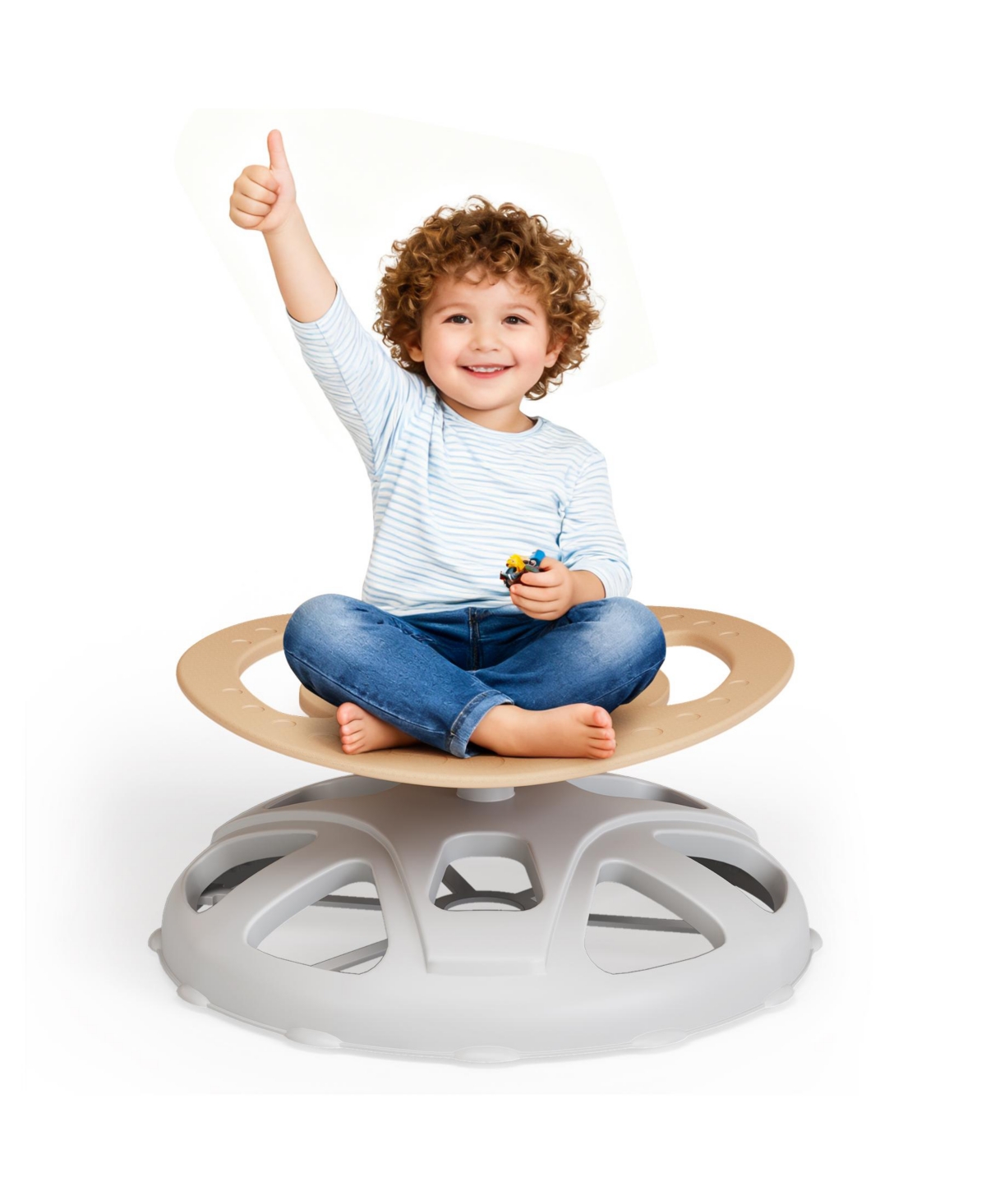 homfan Kids Sensory Swivel Chair, Spinning Chair for Autistic Kids with Safety Handle and Non-Slip Design, Training Body Coordination - Brown