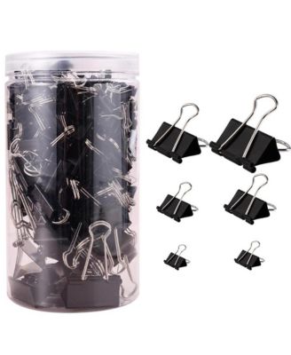Assorted Sizes Binder Clips Coated Steel For Office Home School