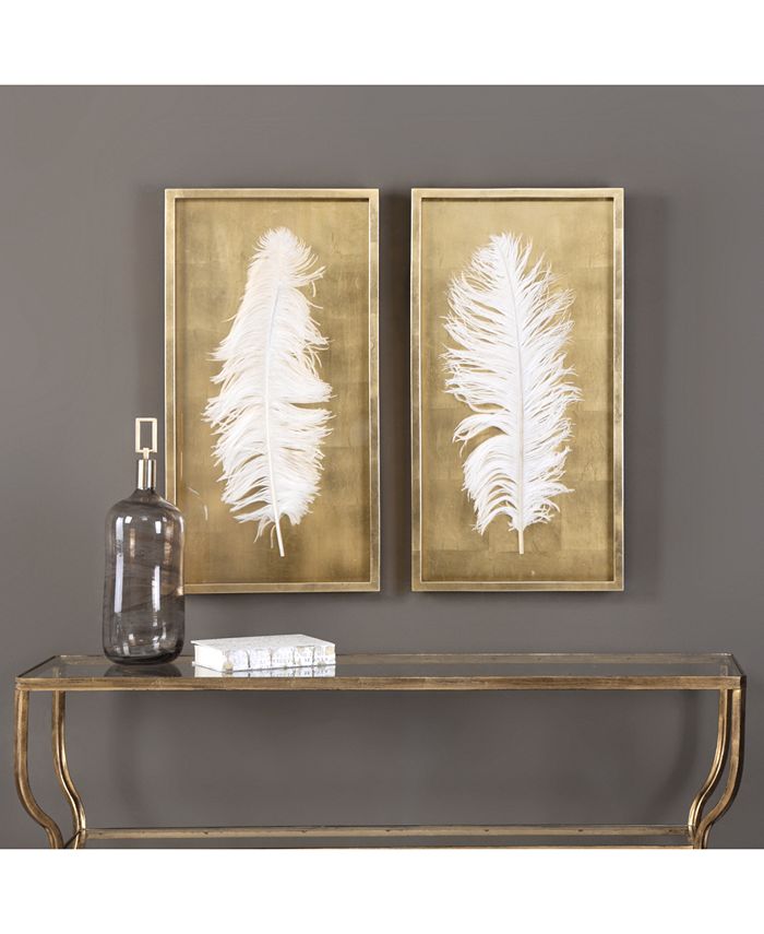 Uttermost White Feathers 2Pc. Shadow Box Wall Art Macy's