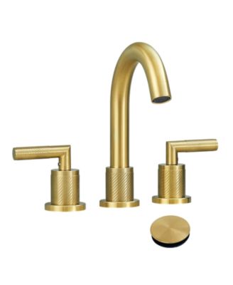  2 Handle 8 Inch Widespread Bathroom Sink Faucet Stainless Steel 3 Hole with Pop Up Drain and Supply Hoses