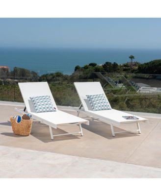 Set of 2 Outdoor Chaise Lounge Chairs with Adjustable Backrest